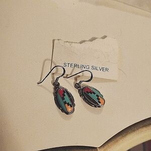 Sterling Silver & Turquoise Drop  Earrings!